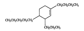 Select the correct name for the following compound.   A)  1-butyl-4-pentyl-3-propylcyclohexene B)  1-butyl-4-pentyl-5-propylcyclohexene C)  2-butyl-5-pentyl-6-propylcyclohexene D)  4-butyl-1-pentyl-2-propylcyclohexene E)  1-butyl-4-pentyl-3-propylbenzene