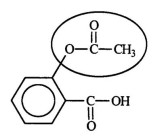 Aspirin is an effective and widely used pain reliever. Identify the functional group circled.   A)  aldehyde B)  ketone C)  ester D)  carboxylic acid E)  carbonyl