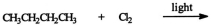 <strong>Identify the principal organic product of the reaction between butane and chlorine.  </strong> A) CH<sub>3</sub>Cl B) CH<sub>3</sub>CH<sub>2</sub>Cl C) CH<sub>3</sub>CHClCH<sub>3</sub> D) CH<sub>3</sub>CH<sub>2</sub>CHClCH<sub>3</sub> E) None of these choices is a major product of the reaction. <div style=padding-top: 35px> 