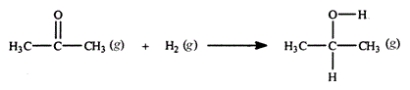 <strong>Acetone can be easily converted to isopropyl alcohol by addition of hydrogen to the carbon-oxygen double bond. Calculate the enthalpy of reaction using the bond energies given.   Bond: C=O H-H C-H O-H C-C C-O Bond energy (kJ/mol): 745 432 413 467 347 358</strong> A) -484 kJ B) -366 kJ C) -61 kJ D) +61 kJ E) +366 kJ <div style=padding-top: 35px> 