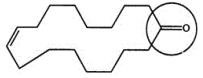 One source of a musky odor in perfumes is civetone, a compound extracted from the scent gland of the civet cat. Identify the functional group circled.   A)  aldehyde B)  ketone C)  alcohol D)  carboxylic acid E)  oxide