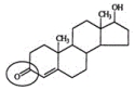 Testosterone is a male hormone. Identify the functional group circled.   A)  aldehyde B)  ketone C)  alcohol D)  ester E)  carboxyl