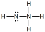Hydrazine, N<sub>2</sub>H<sub>4</sub>, is a good reducing agent that has been used as a component in rocket fuels. Select its Lewis structure. A)    B)    C)    D)    E)  None of these choices are correct.