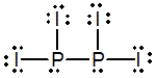 Select the best Lewis structure for P<sub>2</sub>I<sub>4</sub>. A)    B)    C)    D)    E)  None of these choices are correct.