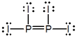 Select the best Lewis structure for P<sub>2</sub>I<sub>4</sub>. A)    B)    C)    D)    E)  None of these choices are correct.