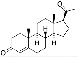 The female hormone progesterone (shown below) is involved in the menstrual cycle and pregnancy. Based on its structure, what type of macromolecule is progesterone?   A) fat B) steroid C) protein D) polysaccharide