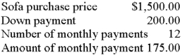 Calculate the finance charge:   