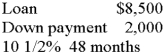 Calculate the monthly payment:   