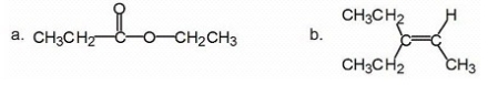 How many different kinds of protons are present in each of the following compounds?   A) a: 5; b: 6 B) a: 5; b: 5 C) a: 4; b: 6 D) a: 4; b: 5