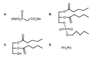 Which of the following is a phospholipid?   A) A B) B C) C D) D