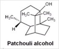Patchouli alcohol is an example of a terpene.How is this molecule classified?   A) Monoterpene B) Diterpene C) Triterpene D) Sesquiterpene