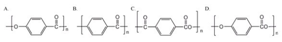 Which of the following is the repeating unit of the polymer formed in the polymerization of p-hydroxybenzoic acid?   A) A B) B C) C D) D
