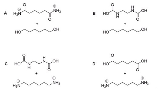Which of the following sets of products results if nylon 66 is treated with sulfuric acid?   A) A B) B C) C D) D