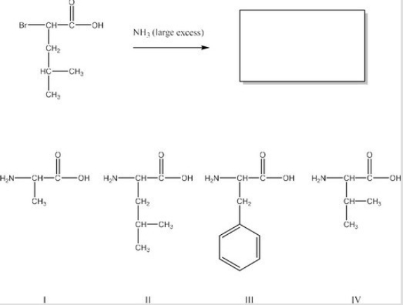 What is the product of the following reaction? (Assume workup to neutralize.)    A) I B) II C) III D) IV