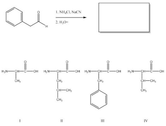 What is the product of the following reaction? (Assume workup to neutralize.)    A) I B) II C) III D) IV