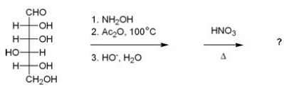 What is the best description of the product formed in the following reaction sequence?   A) The product is an optically active aldonic acid. B) The product is an optically inactive aldonic acid. C) The product is an optically active aldaric acid. D) The product is an optically inactive aldaric acid.