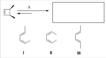 Predict the major organic product(s) of the following electrocyclic reaction.   A) Only I B) Only II C) Only III D) Only I and II