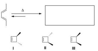 Predict the major organic product(s) of the following electrocyclic reaction.   A) Only I B) Only II C) Only III D) Only I and II