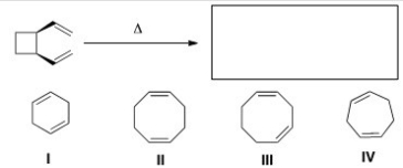 What is the major organic product of the following Cope rearrangement?   A) I B) II C) III D) IV