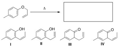 What is the major organic product of the following Claisen rearrangement?   A) I B) II C) III D) IV