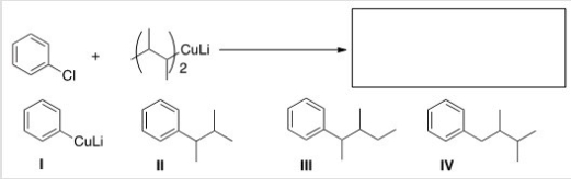 What is the major organic product of the following reaction?   A) I B) II C) III D) IV