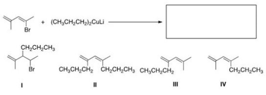 What is the major organic product of the following reaction?   A) I B) II C) III D) IV