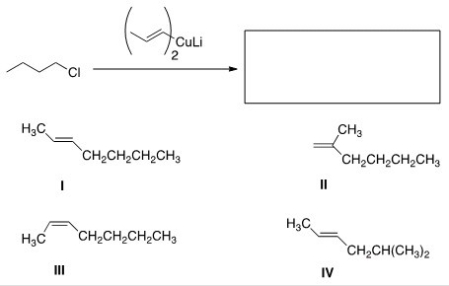 Identify the products of the following reaction.   A) I B) II C) III D) IV