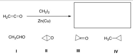 What is the major organic product of the following reaction?   A) I B) II C) III D) IV