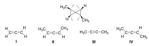 What starting material could yield the following compound if Simmons-Smith conditions were used?   A) I B) II C) III D) IV