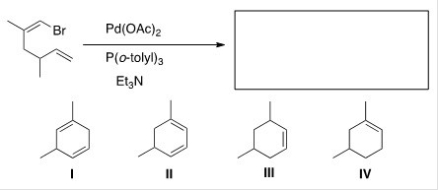 Identify the structure of the major organic product that results from the following reaction.   A) I B) II C) III D) IV