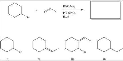 What is the major product of the following reaction?   A) I B) II C) III D) IV
