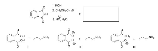 Predict the product(s) of the following reaction.   A) I B) II C) III D) None of the choices