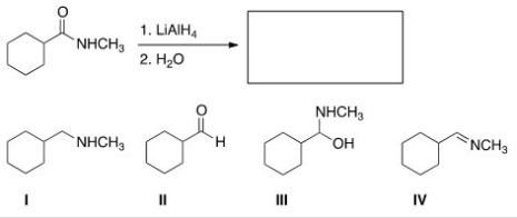 What is the major organic product obtained in the following reaction?   A) I B) II C) III D) IV