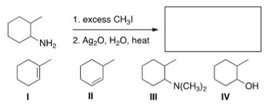 Predict the major organic product of the following reaction.   A) I B) II C) III D) IV