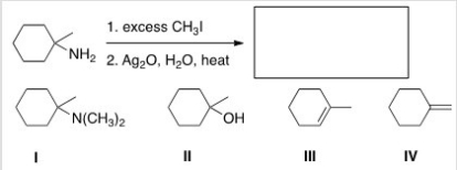 Predict the major organic product of the following reaction.   A) I B) II C) III D) IV