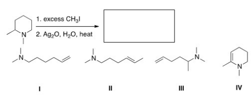 Predict the major organic product of the following reaction.   A) I B) II C) III D) IV