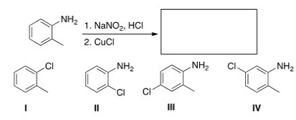 Predict the major product of the following reaction.   A) I B) II C) III D) IV