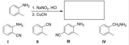 Predict the major product of the following reaction.   A) I B) II C) III D) IV