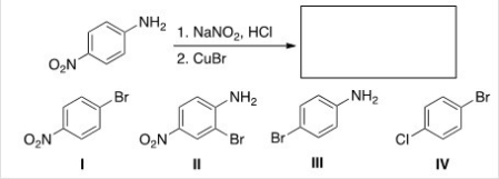 Predict the major product of the following reaction.   A) I B) II C) III D) IV