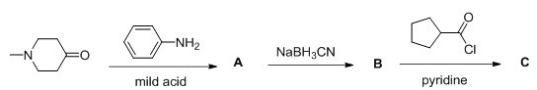 Consider the following multistep synthesis.   What is the structure of intermediate C?   A) I B) II C) III D) IV
