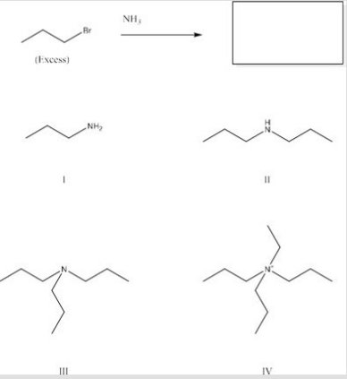 What is the major product of the following reaction?   A) I B) II C) III D) IV