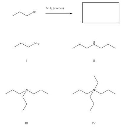 What is the major product of the following reaction?   A) I B) II C) III D) IV