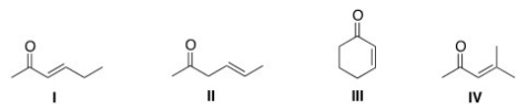 Which of the following compounds cannot serve as a Michael acceptor?   A) I B) II C) III D) IV