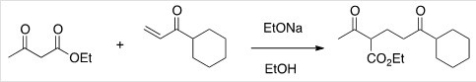 The following reaction is an example of what type of reaction?   A) Michael reaction B) Aldol self-condensation C) Dieckmann condensation D) Robinson annulation