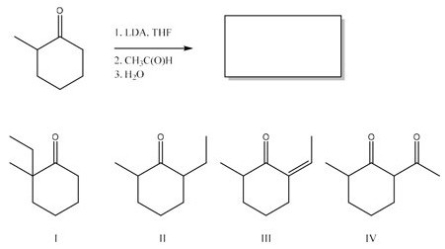 What is the major product of the following reaction?   A) I B) II C) III D) IV