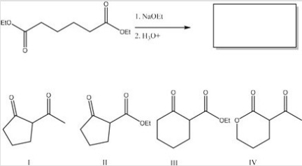 What is the major product of the following reaction?   A) I B) II C) III D) IV