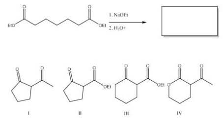 What is the major product of the following reaction?   A) I B) II C) III D) IV