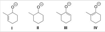 Which is the kinetic enolate of 2-methylcyclohexanone?   A) I B) II C) III D) IV