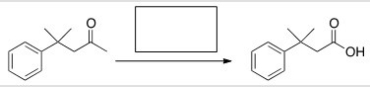 What is the missing reagent in the reaction below?   A) Br<sub>2</sub>/AcOH B) I<sub>2</sub>/KOH C) I<sub>2</sub> D) KOH