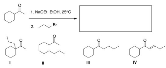 What is the major product of the following reaction?   A) I B) II C) III D) IV